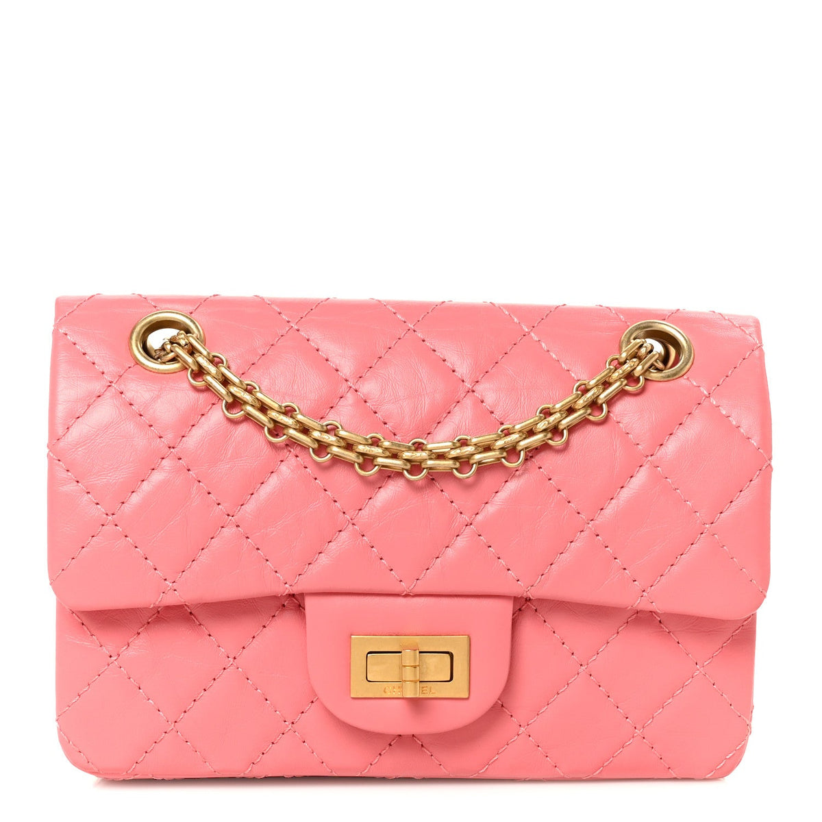 Aged Calfskin Quilted 2.55 Reissue Mini Flap Pink