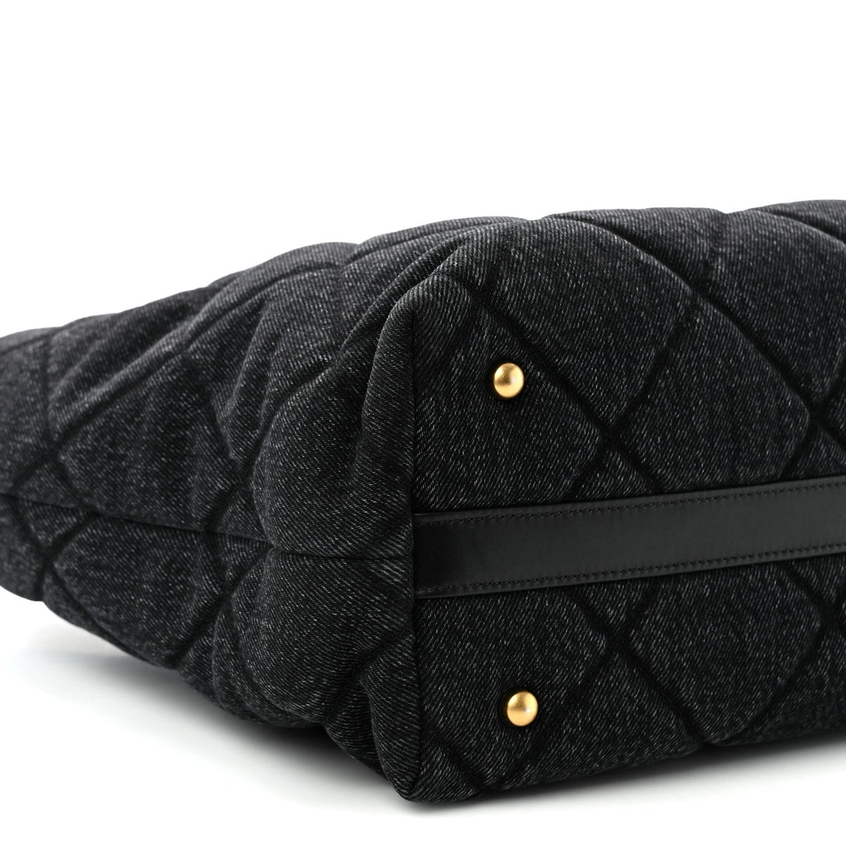 Denim Calfskin Quilted Small Deauville tote  Black