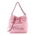 Metallic Lambskin Lacquered Monochrome Quilted Mini Chanel 22 Pink