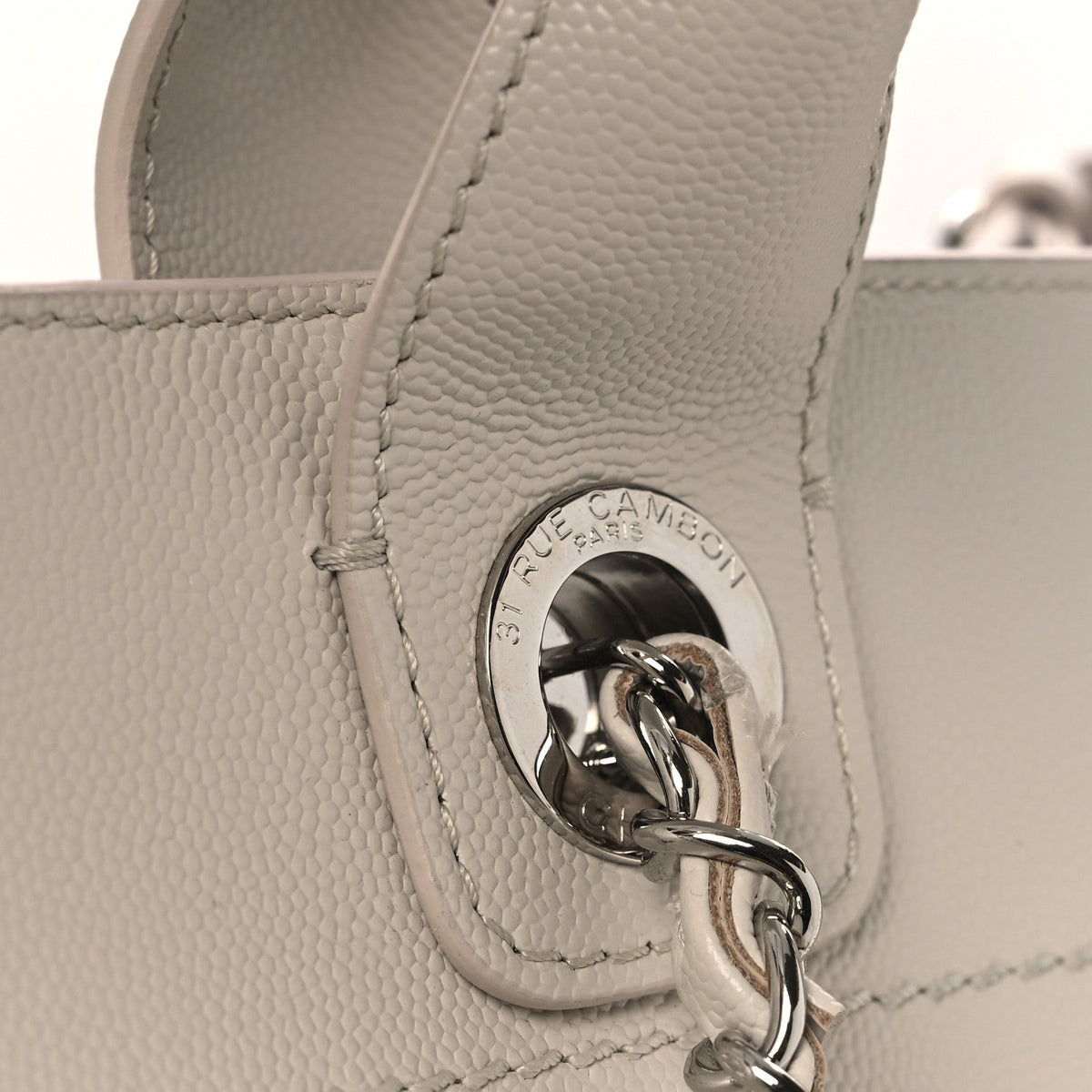 Caviar Medium Studded Deauville Tote Ivory