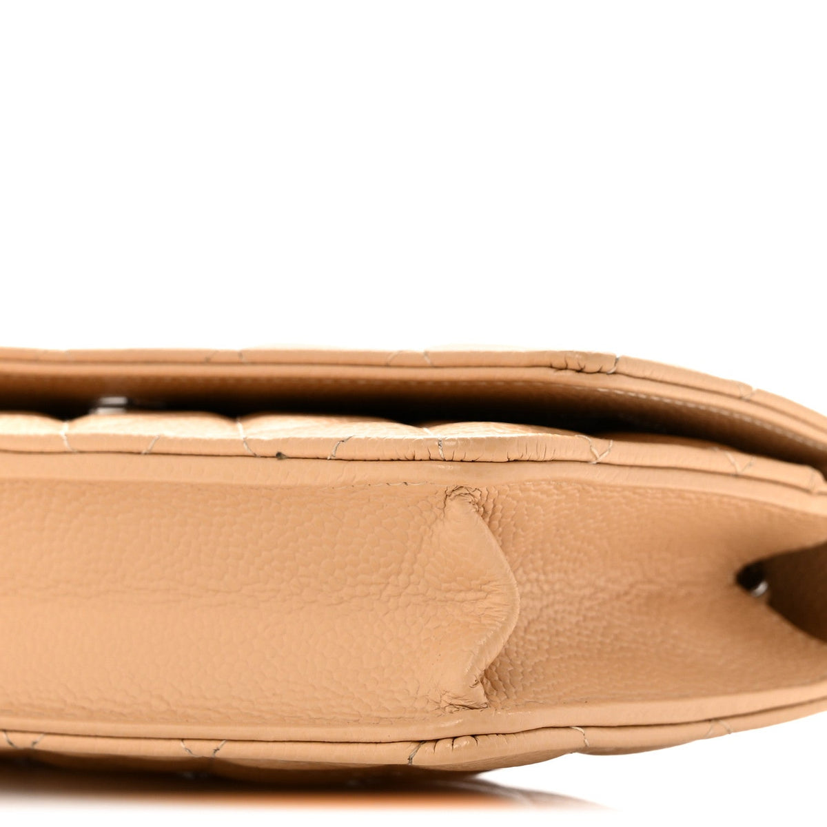 Caviar Quilted Wallet on Chain WOC Beige