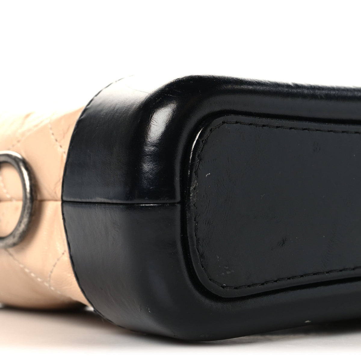 Aged Calfskin Quilted Small Gabrielle Hobo Beige Black