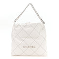 Shiny Calfskin Quilted Chanel 22 White Black