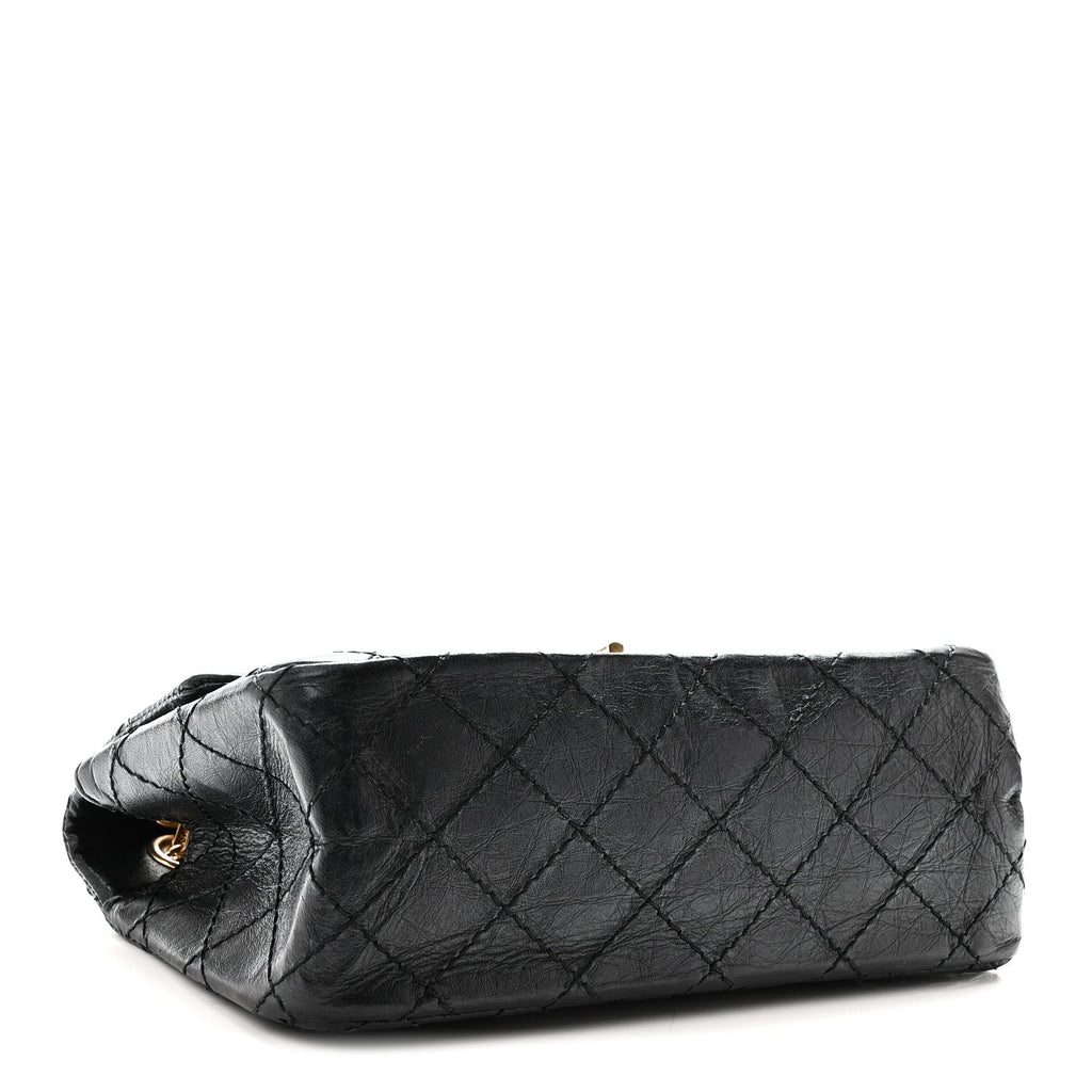 Aged Calfskin Quilted 2.55 Reissue Mini Flap Black