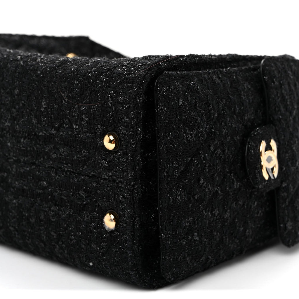 Tweed Quilted Small Chanel 25 Handbag Black