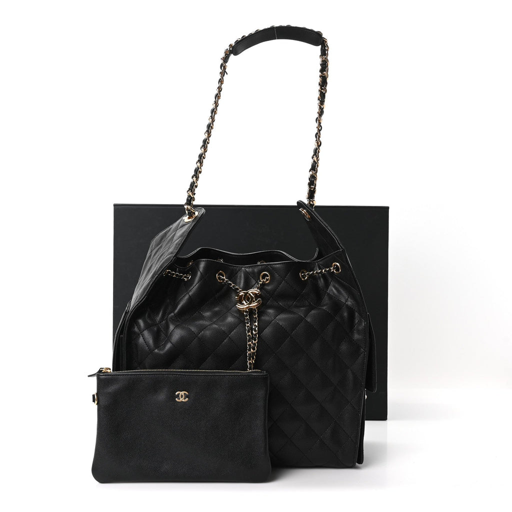 Caviar Quilted Medium Chanel 25 Handbag Black