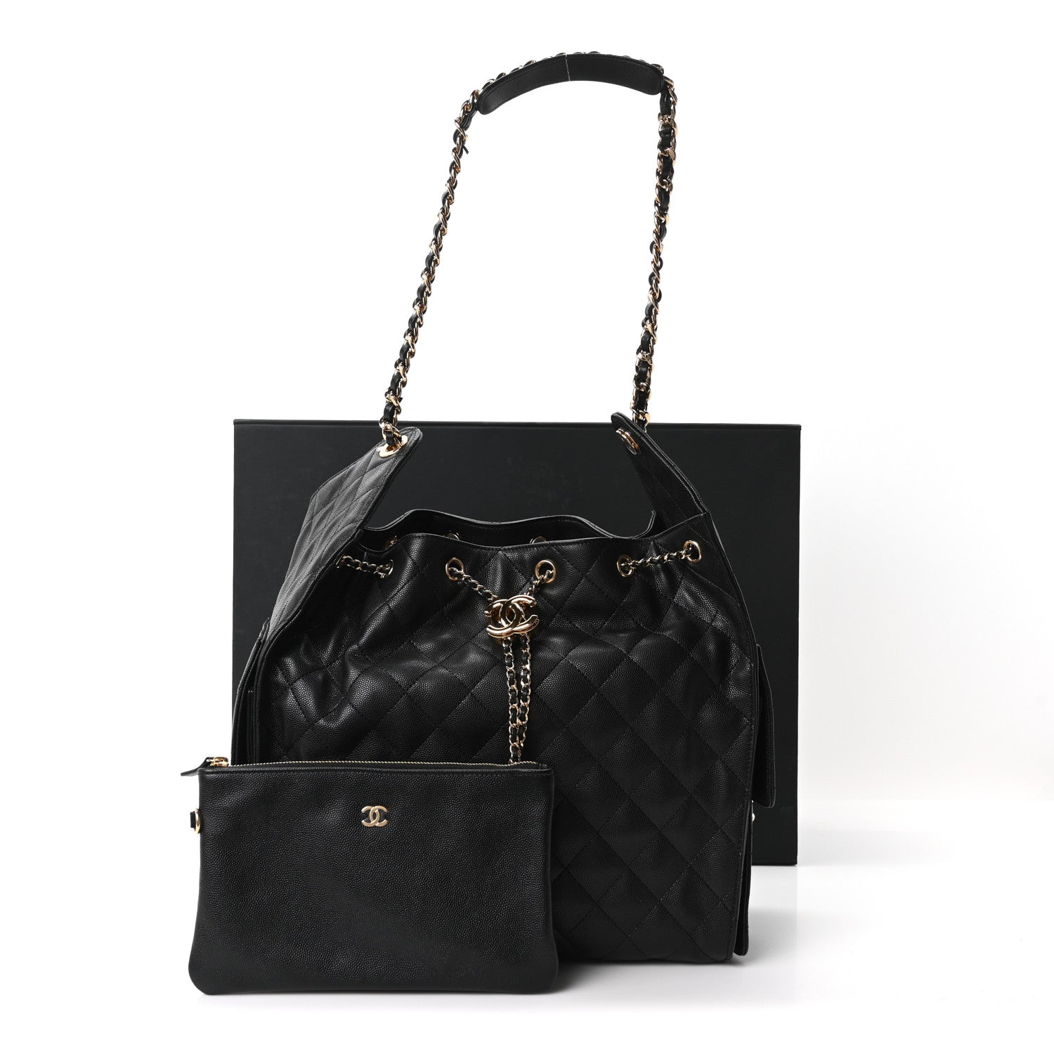 Caviar Quilted Medium Chanel 25 Handbag Black