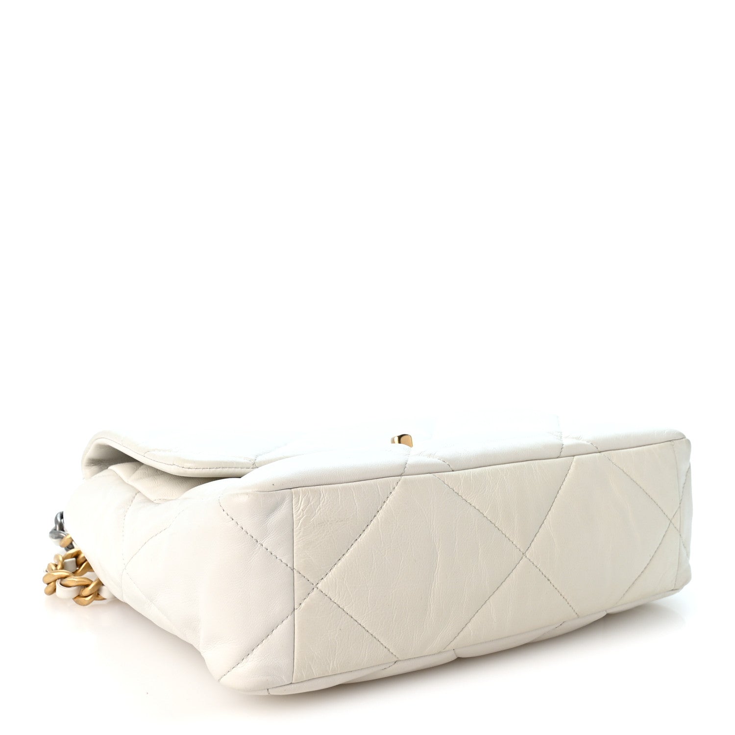Goatskin Quilted Large Chanel 19 Flap White