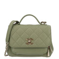 Caviar Quilted Small Business Affinity Flap Green