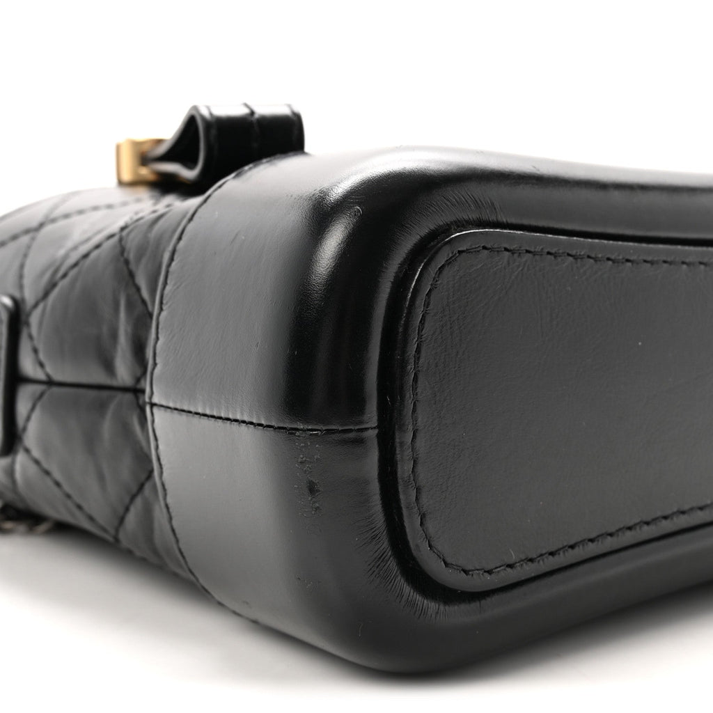 Aged Calfskin Quilted Small Gabrielle Hobo Black