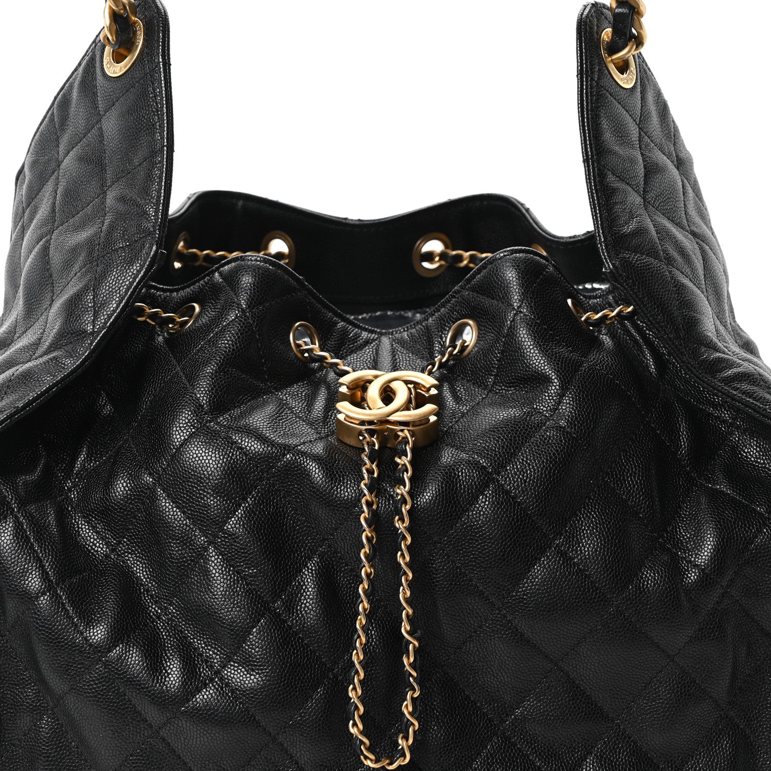 Caviar Quilted Medium Chanel 25 Handbag Black