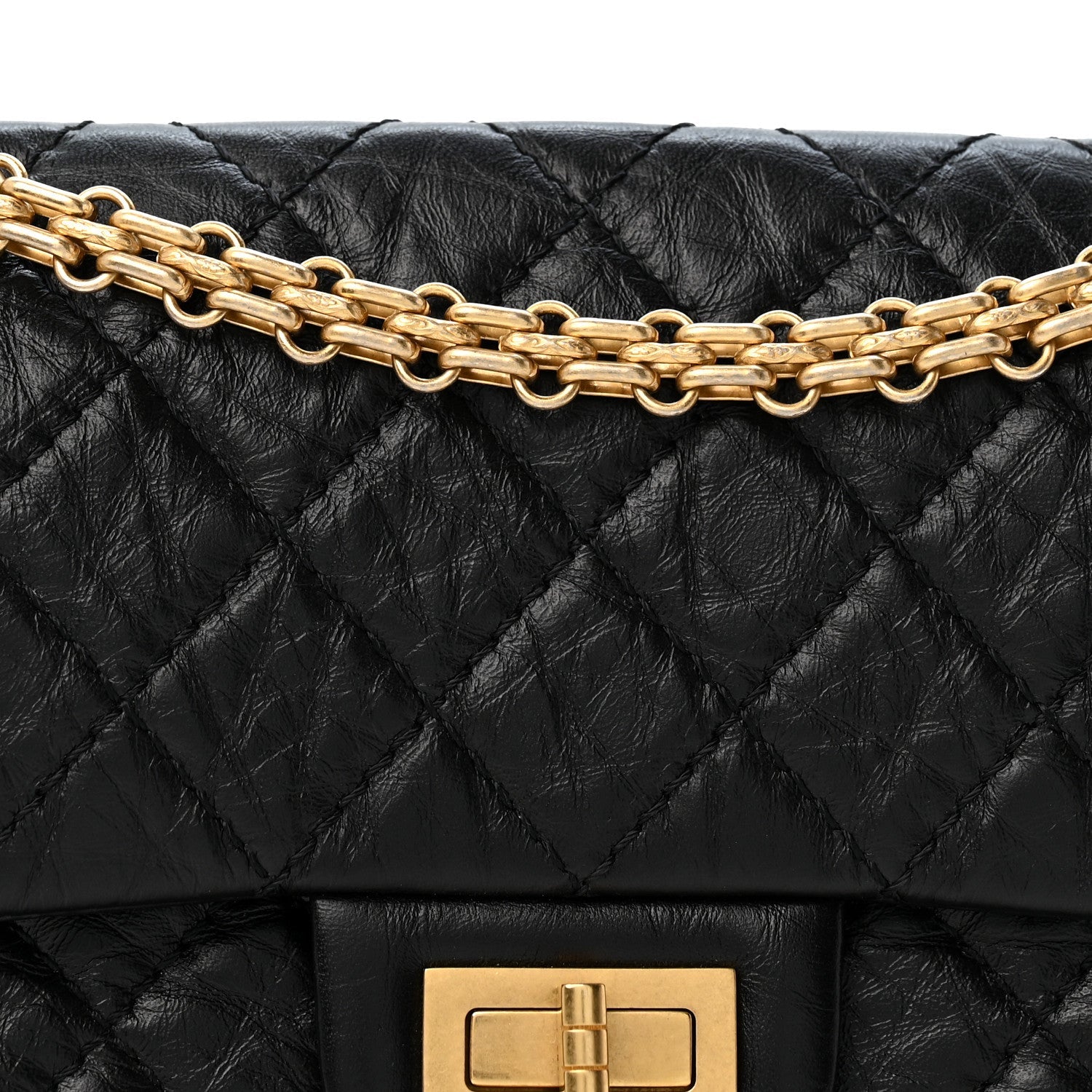 Aged Calfskin Quilted 2.55 Reissue Mini Flap Black