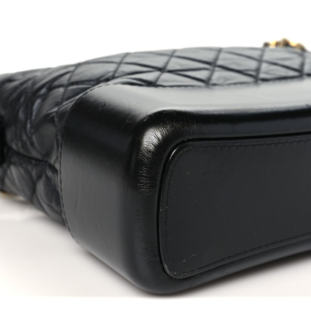 Aged Calfskin Quilted Medium Gabrielle Hobo Black