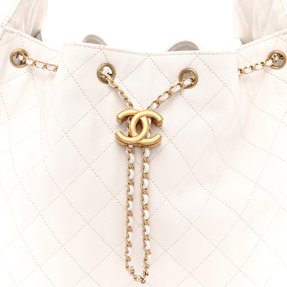 Caviar Quilted Medium Chanel 25 Handbag White