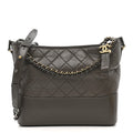 Aged Calfskin Quilted Medium Gabrielle Hobo Grey