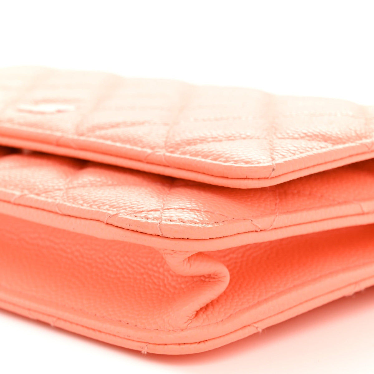 Caviar Quilted Wallet on Chain WOC Coral