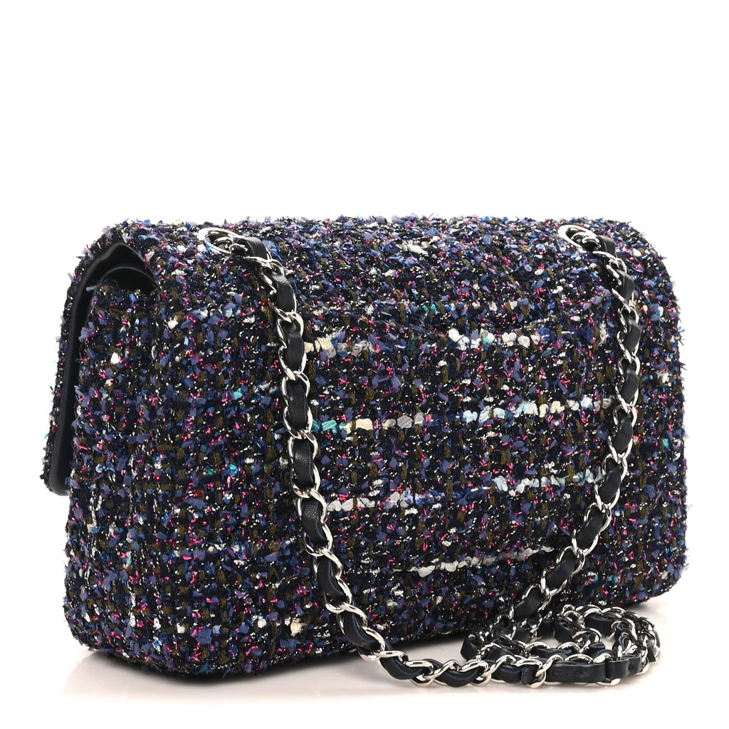 Tweed Quilted Medium Double Flap Blue Purple Khaki Pink