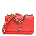 Lambskin Quilted Chanel 19 Wallet On Chain WOC Coral