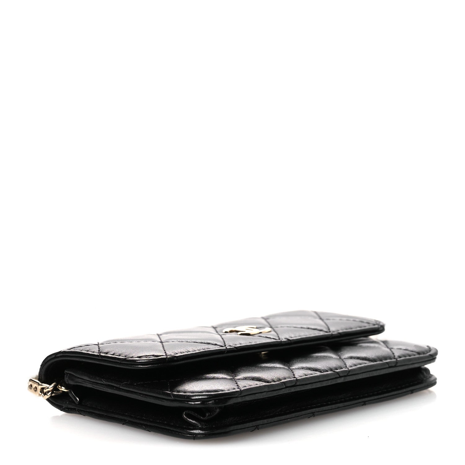 Calfskin Quilted Mini Maxi Pearls Wallet On Chain WOC Black