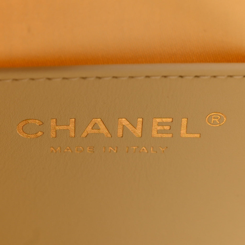 Canvas Calfskin Quilted Mini Chanel 25 Handbag Ecru Black