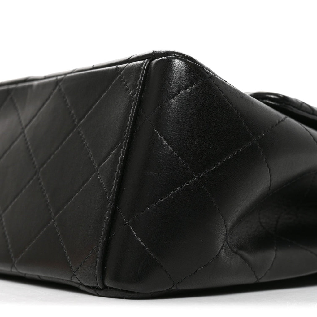 Lambskin Quilted Maxi Double Flap Black
