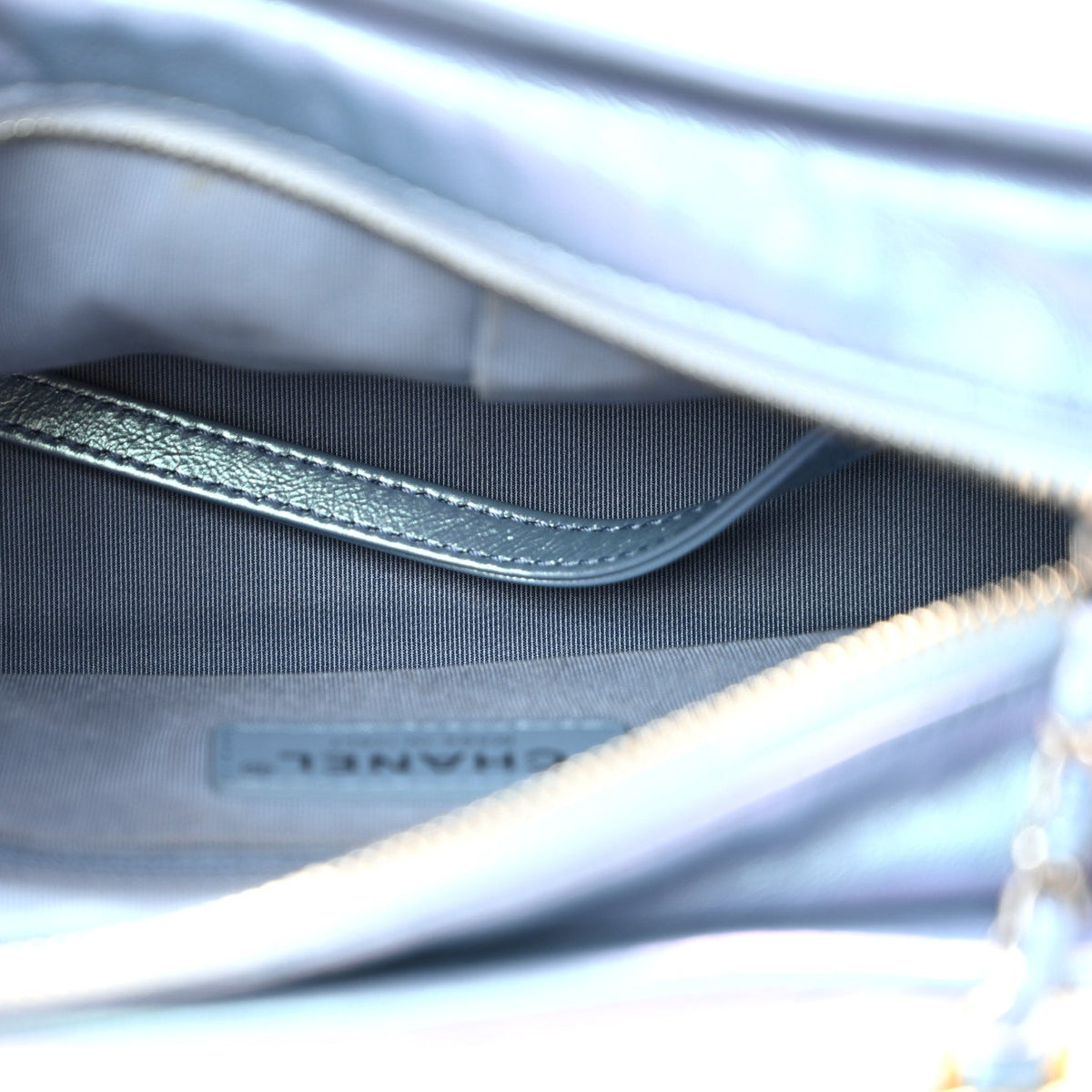 Iridescent Aged Calfskin Quilted Small Gabrielle Hobo Blue
