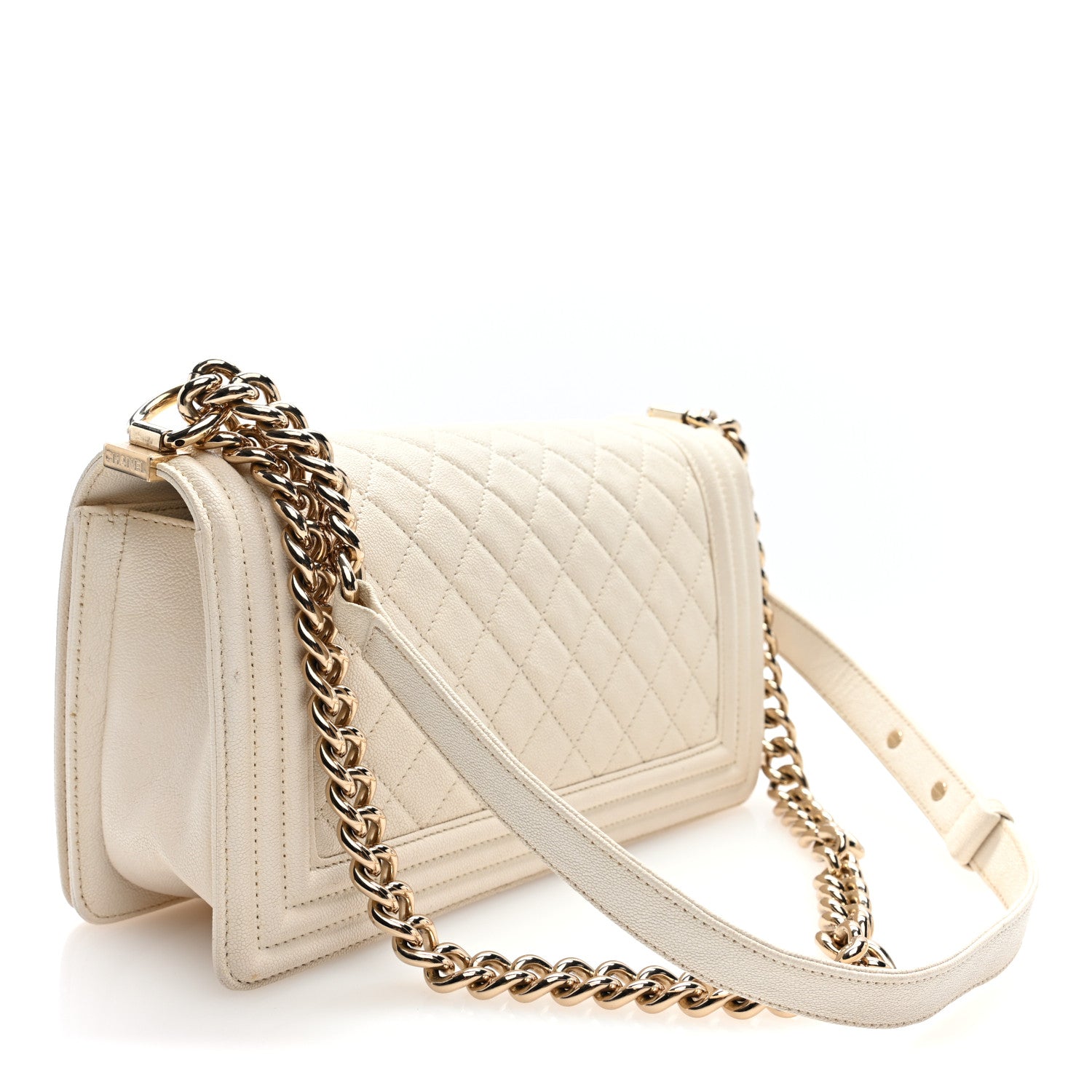 Caviar Quilted Medium Boy Flap White White