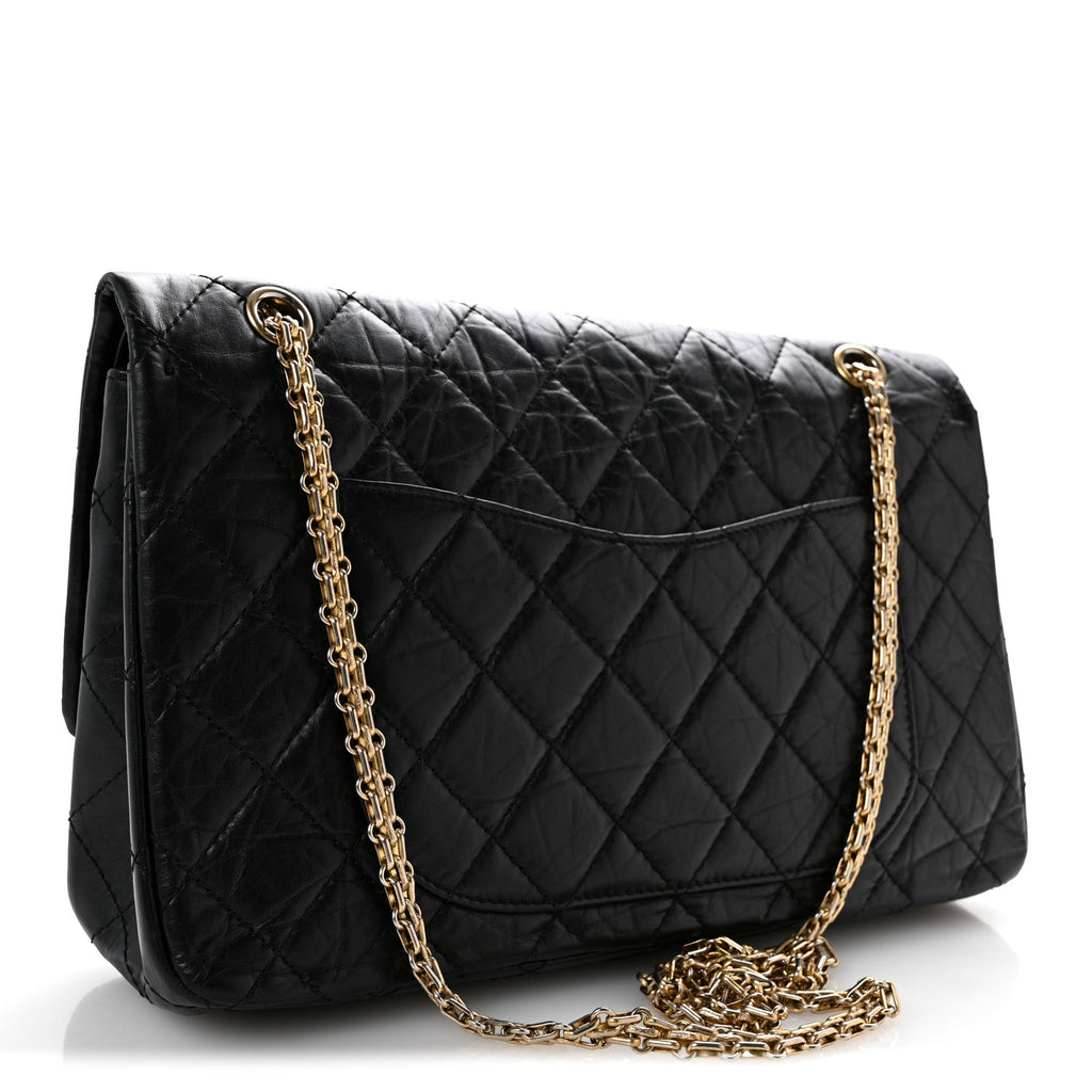 Aged Calfskin Quilted 2.55 Reissue 227 Flap Black