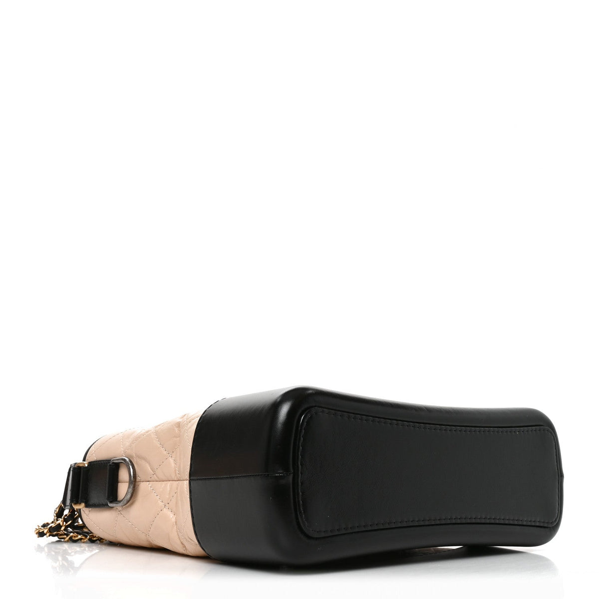 Aged Calfskin Quilted Medium Gabrielle Hobo Beige Black