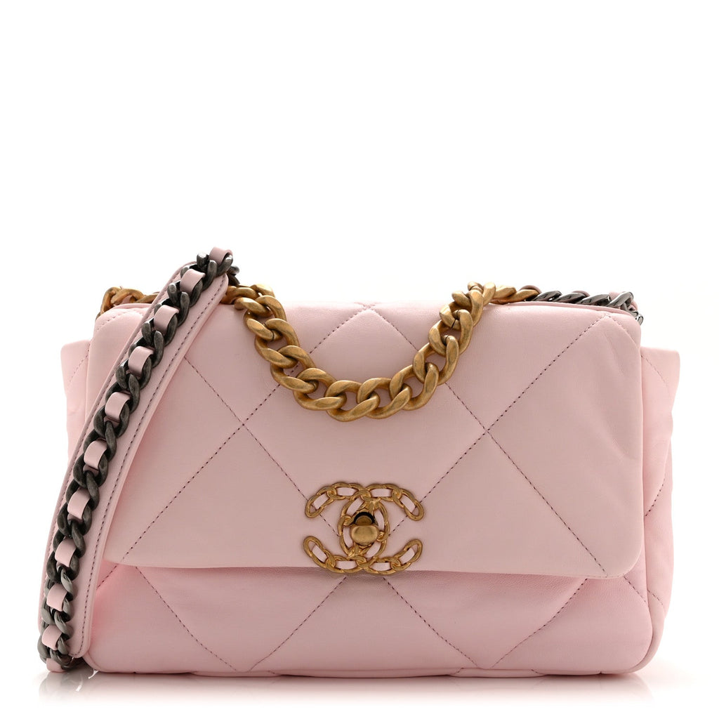 Lambskin Quilted Medium Chanel 19 Flap Light Pink