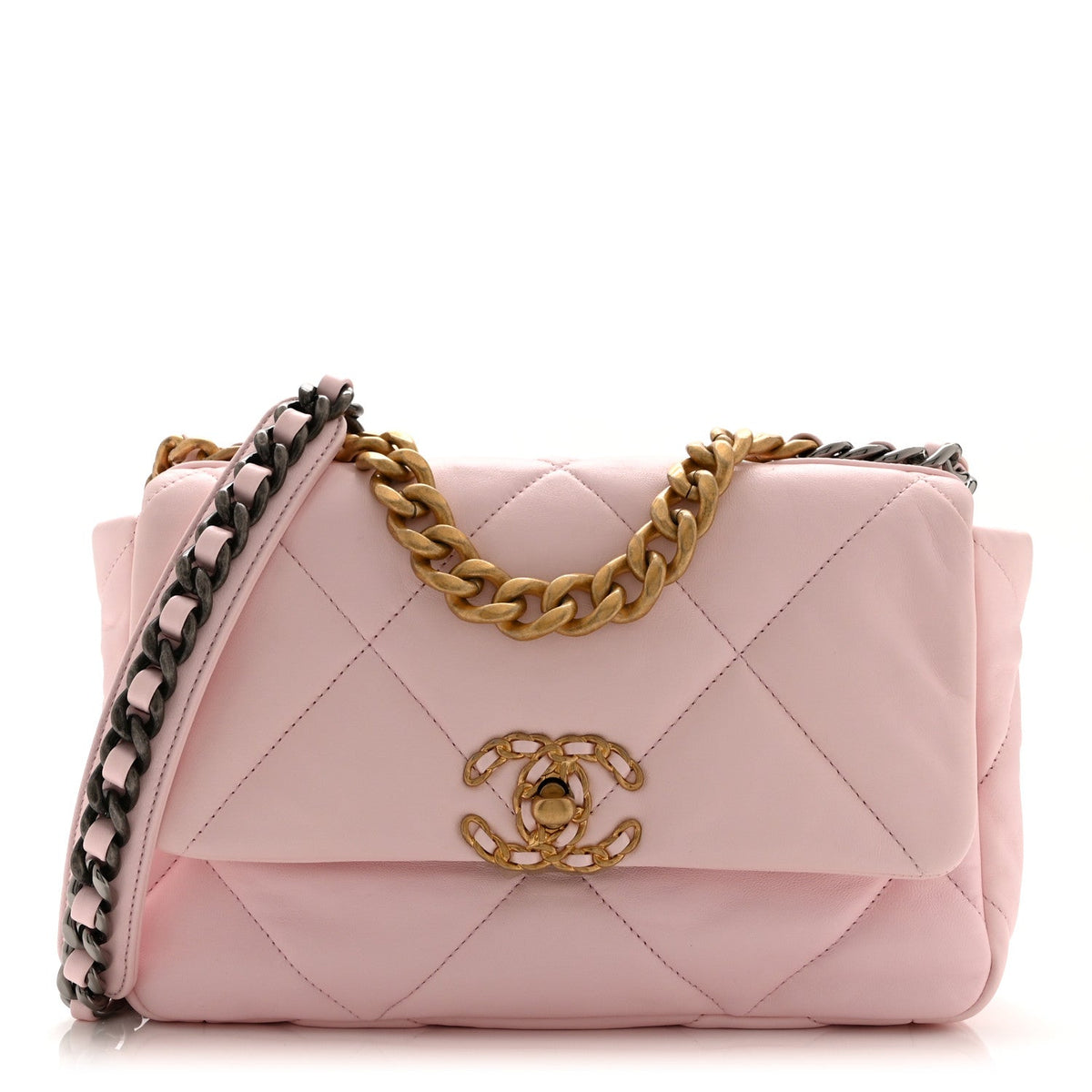 Lambskin Quilted Medium Chanel 19 Flap Light Pink
