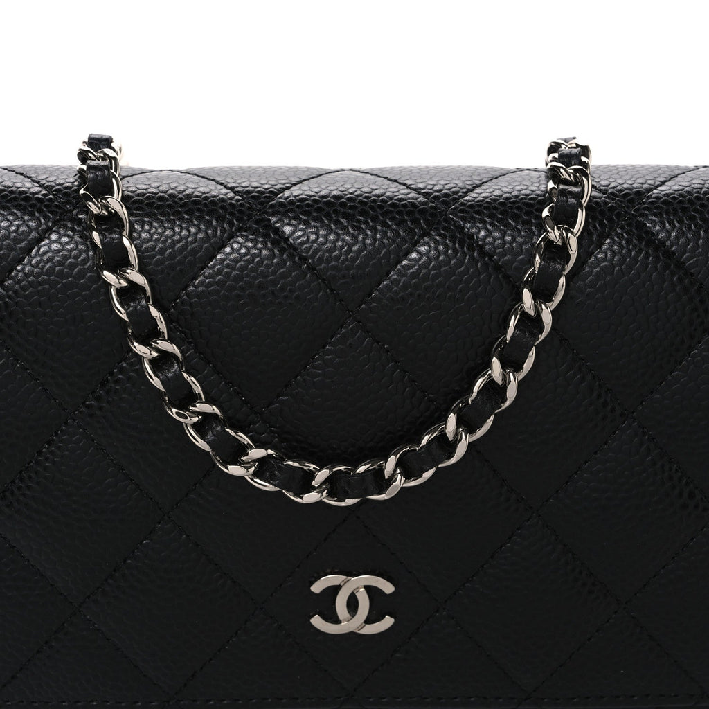 Caviar Quilted Wallet on Chain WOC Black