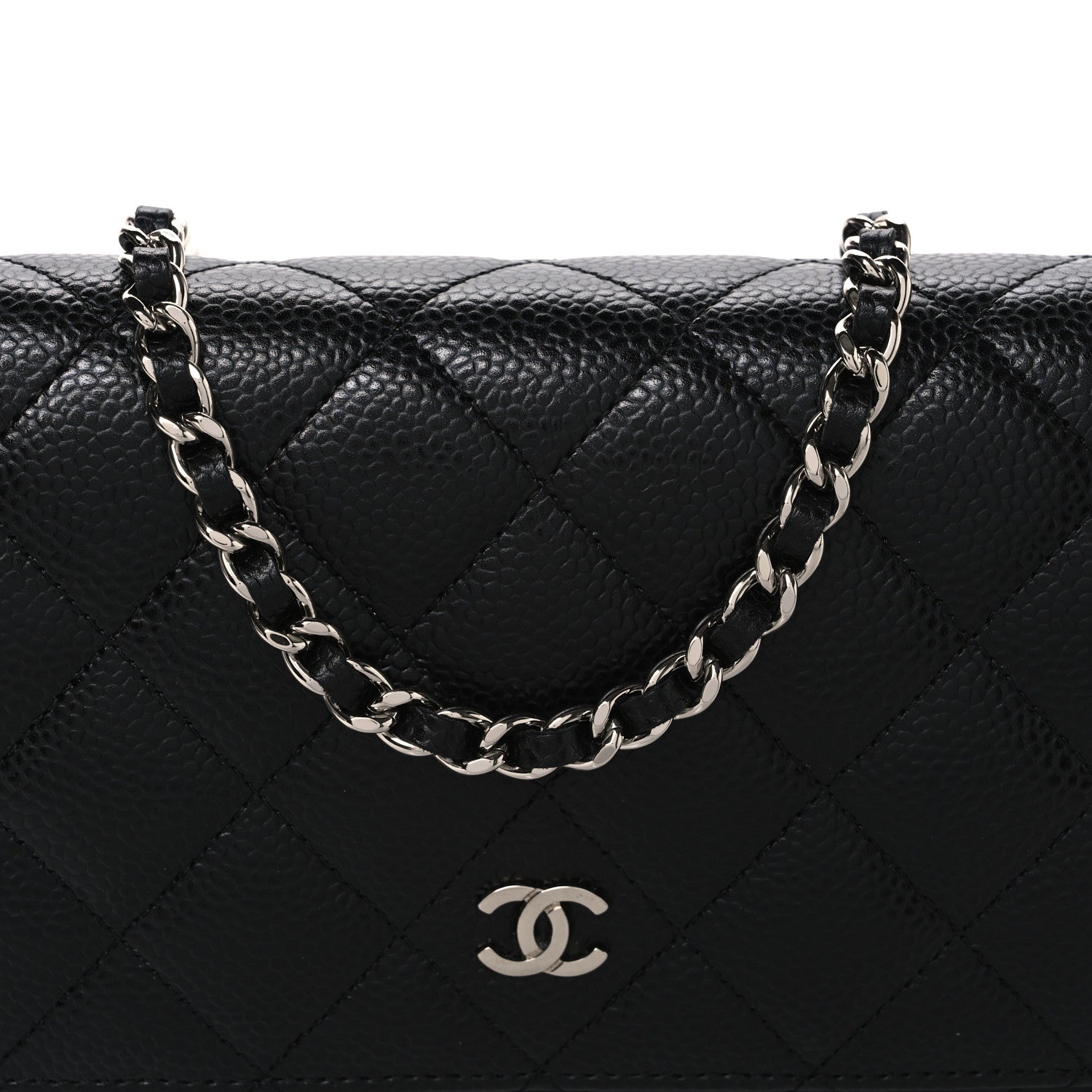 Caviar Quilted Wallet on Chain WOC Black