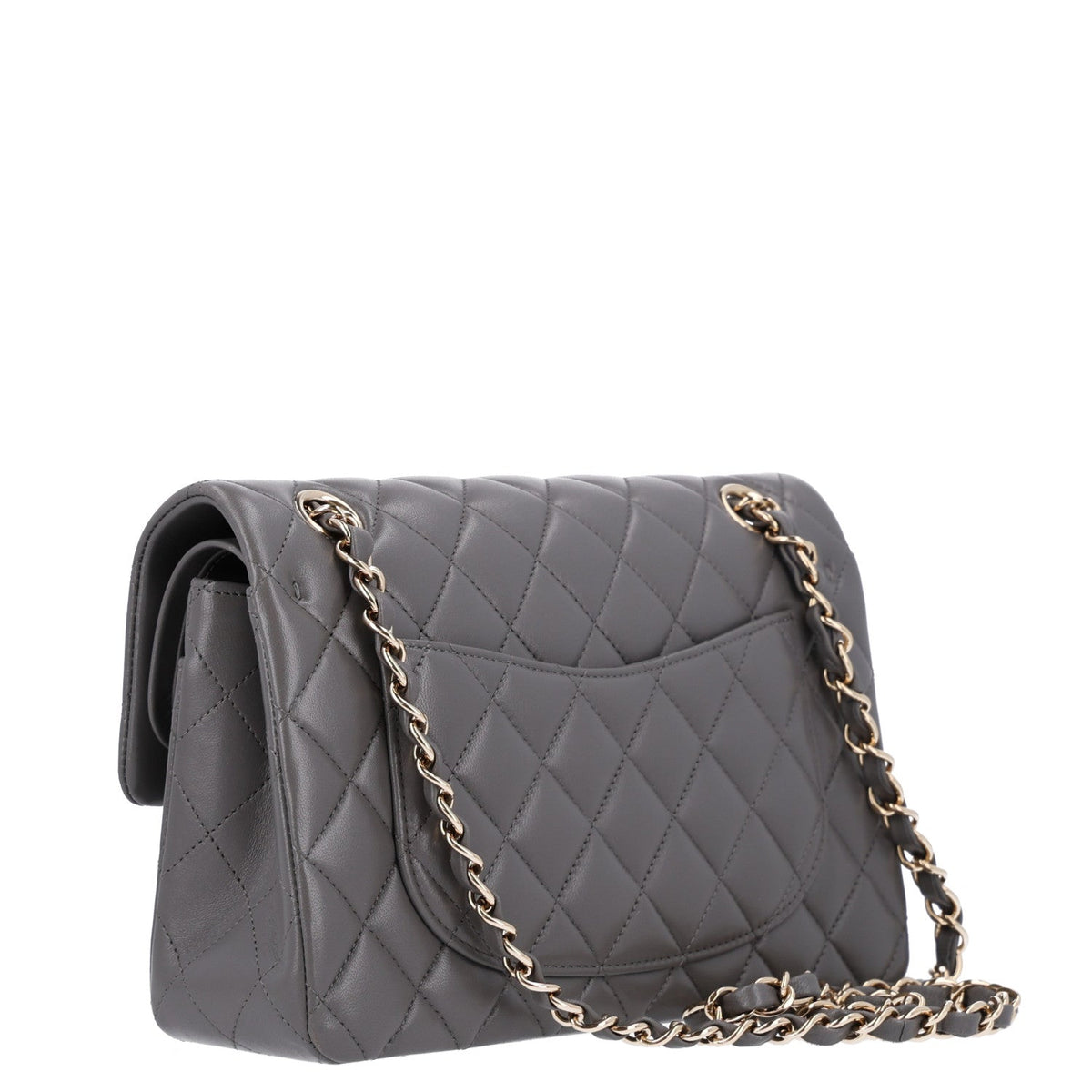 Lambskin Quilted Small Double Flap Grey