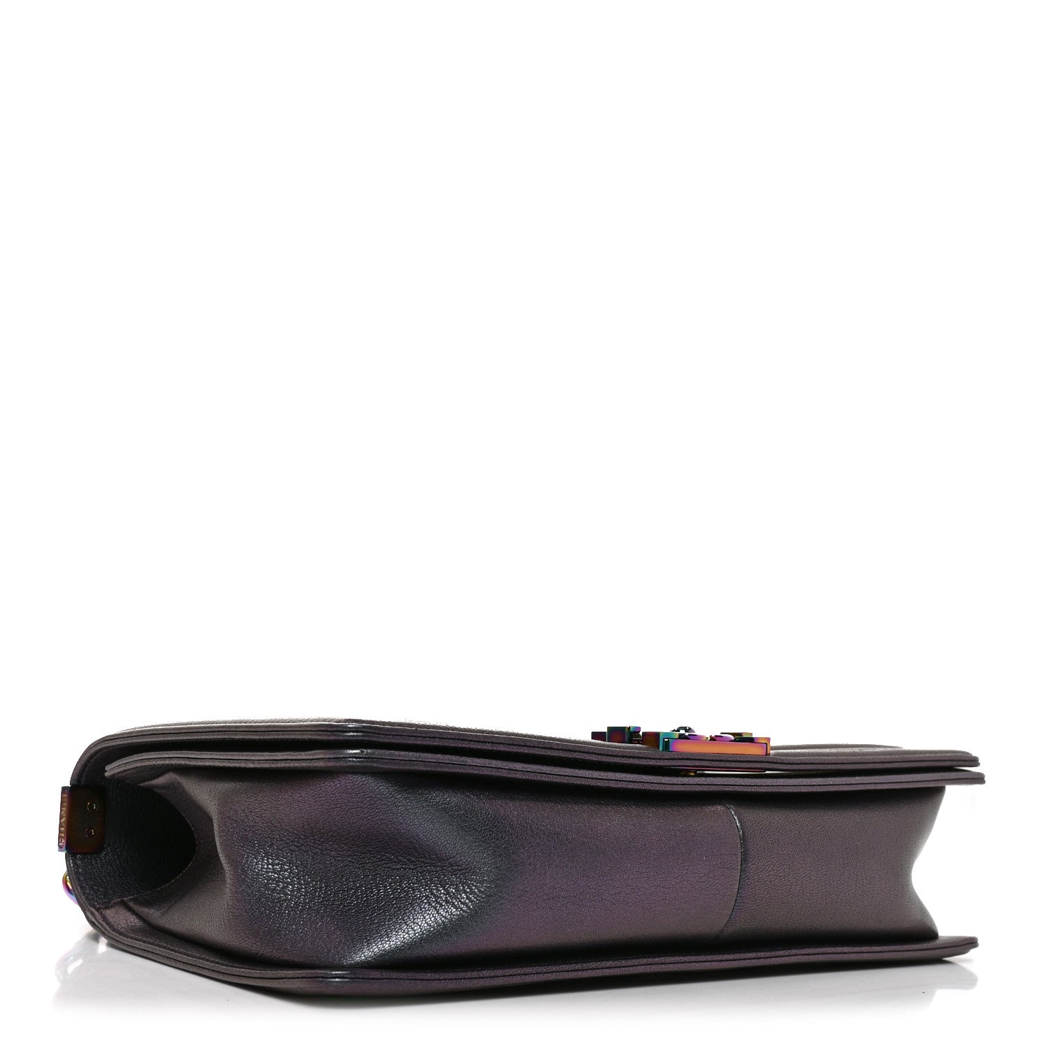 Iridescent Goatskin Quilted New Medium Boy Flap Purple