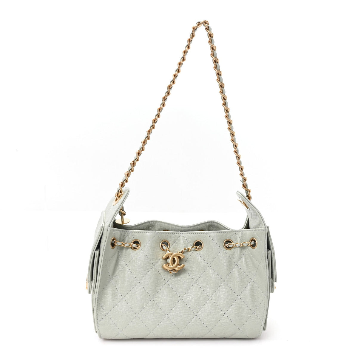 Caviar Quilted Mini Chanel 25 Handbag Light Green