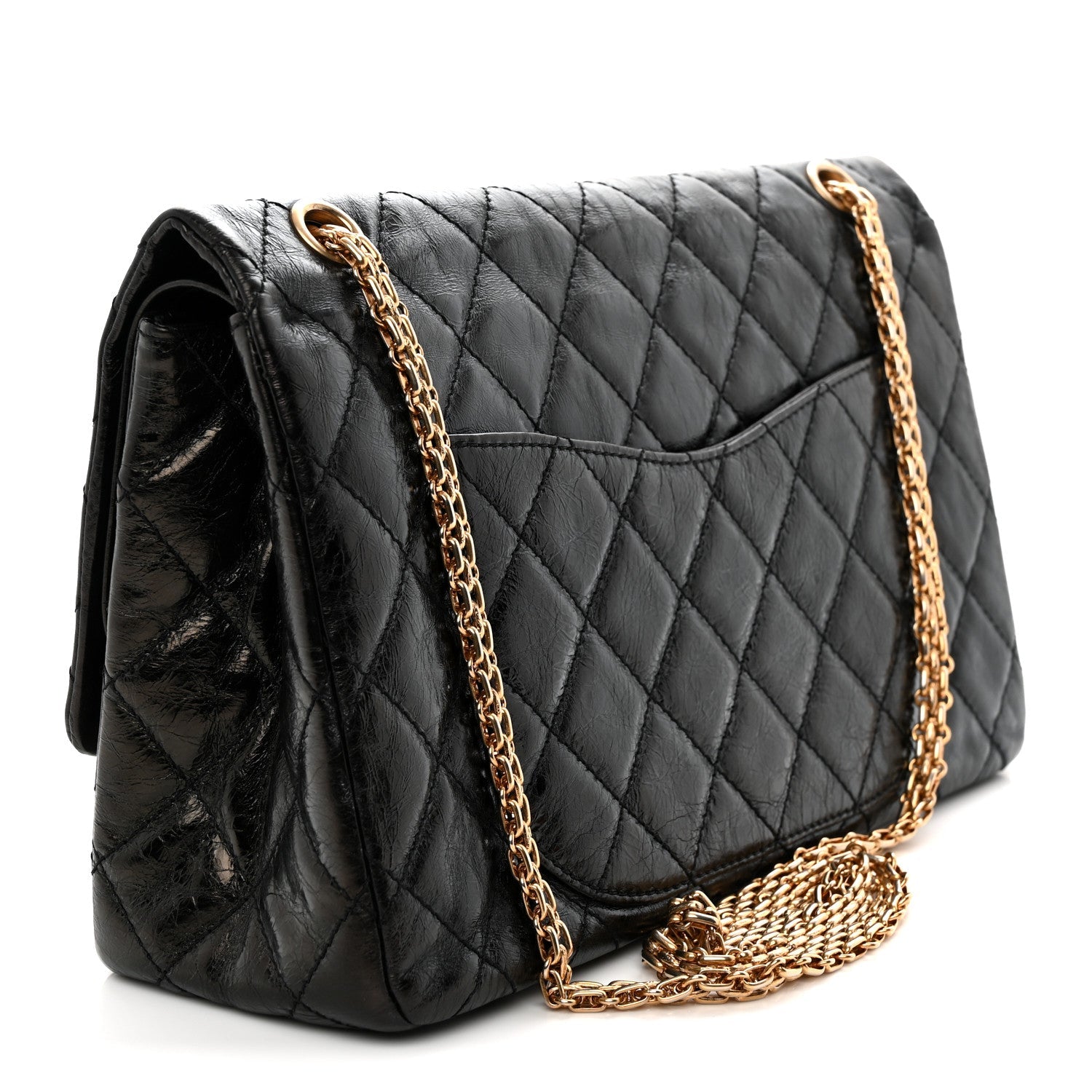 Metallic Aged Calfskin Quilted 2.55 Reissue 227 Flap Black