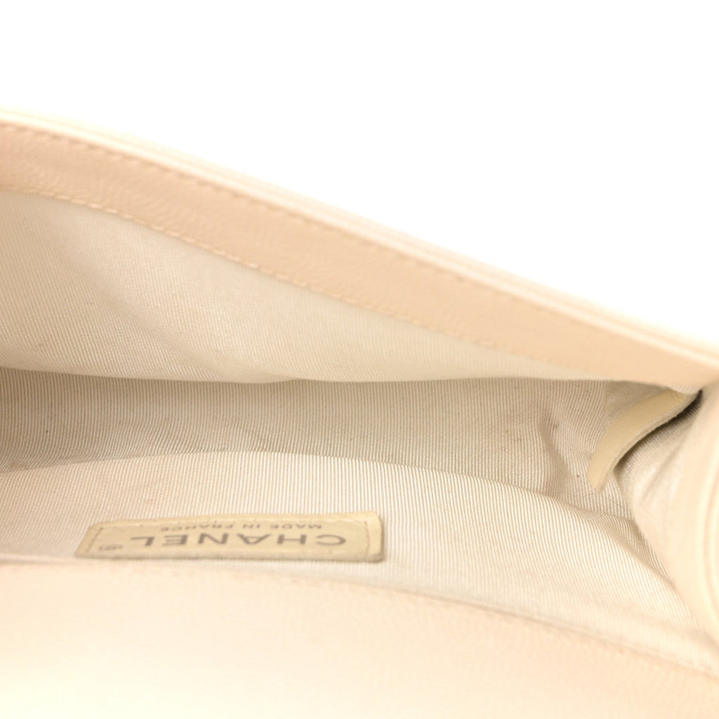 Caviar Quilted Small Boy Flap White