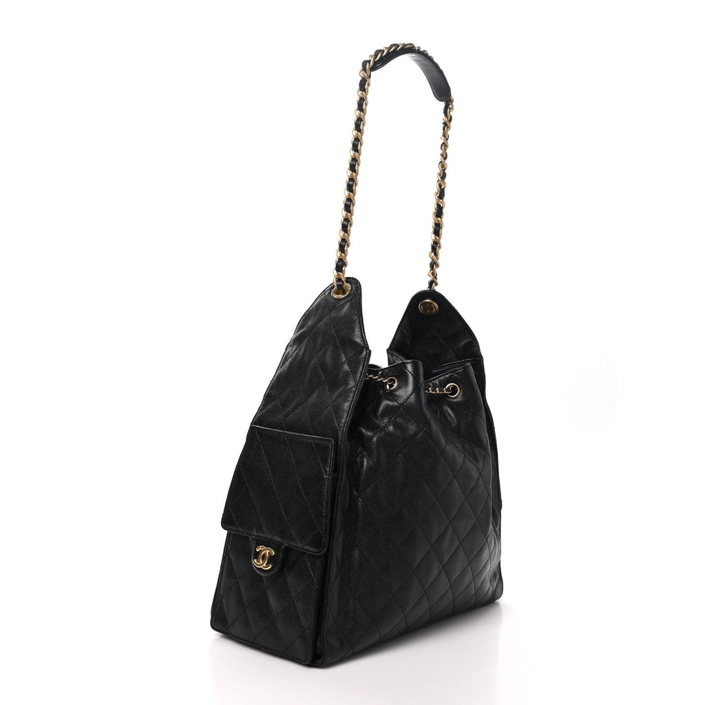 Caviar Quilted Medium Chanel 25 Handbag Black