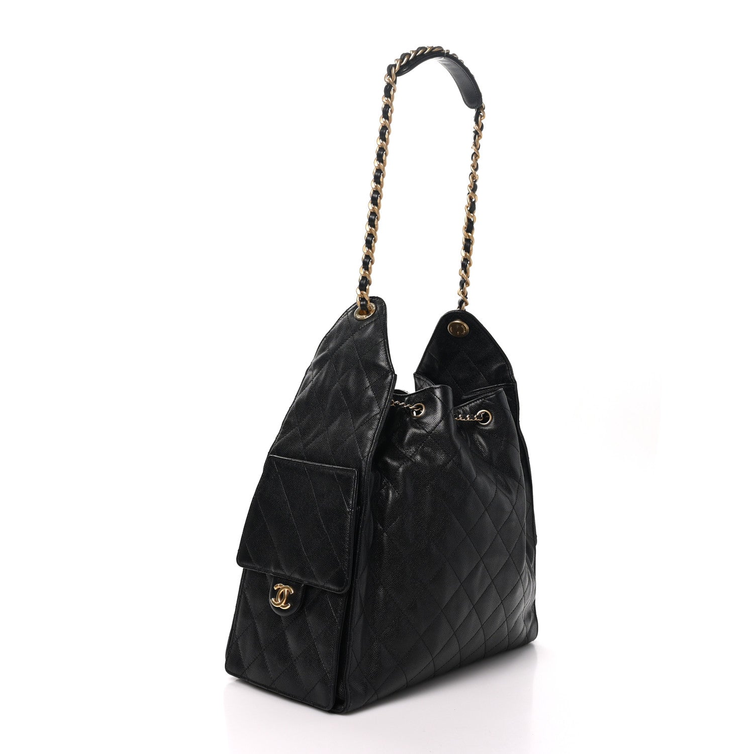 Caviar Quilted Medium Chanel 25 Handbag Black