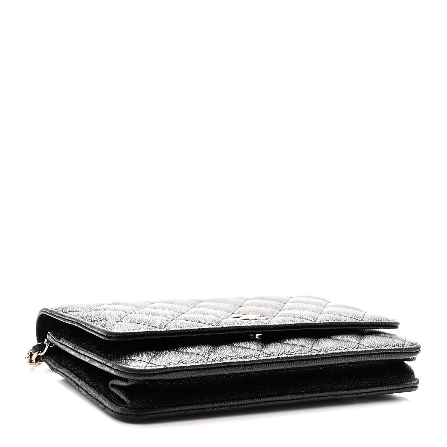 Caviar Quilted Wallet With Charms On Chain WOC Black