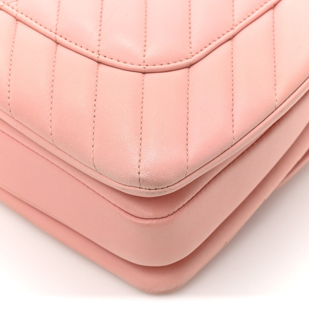 Lambskin Chevron Quilted Small Trendy CC Dual Handle Flap Bag Light Pink