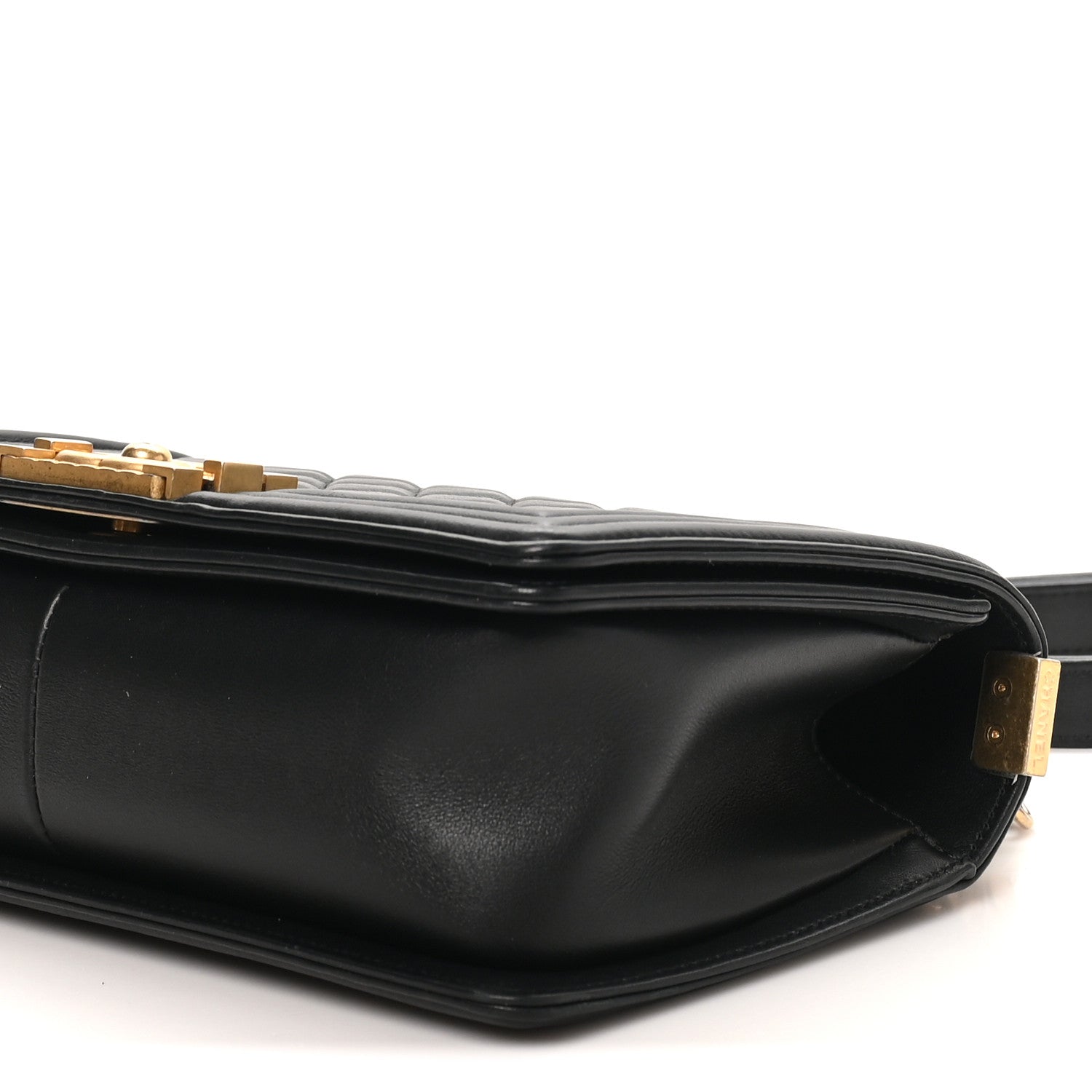 Calfskin Medium Boy Logo Top Handle Flap Black Black