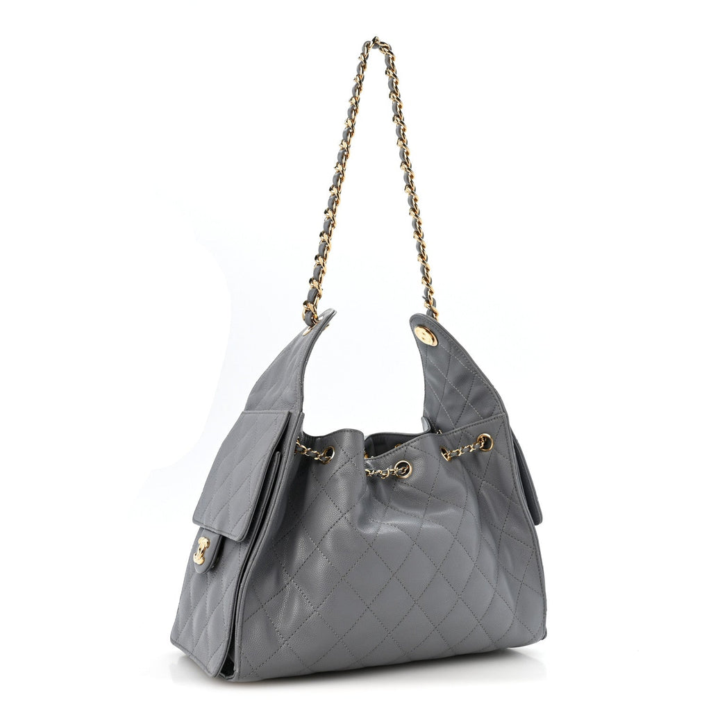 Caviar Quilted Small Chanel 25 Handbag Dark Grey