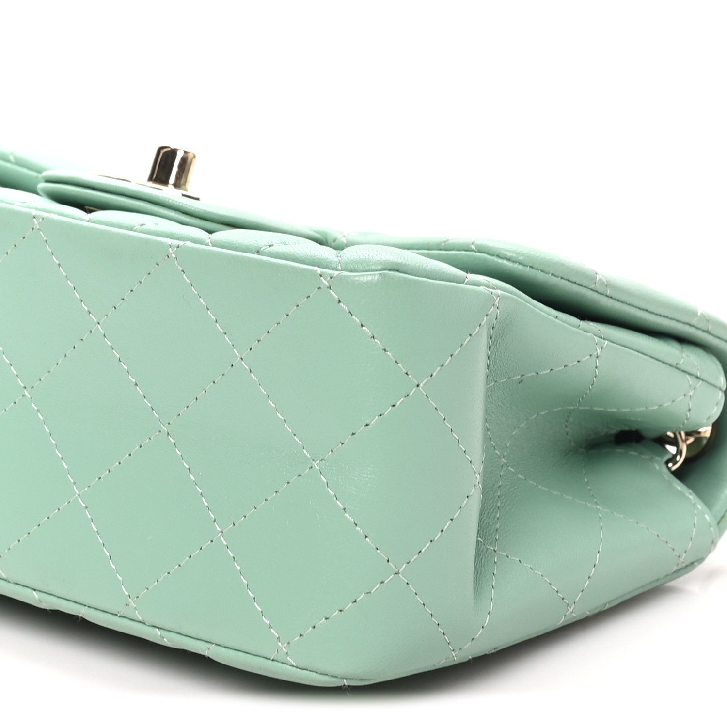 Lambskin Quilted Mini Square Flap Light Green