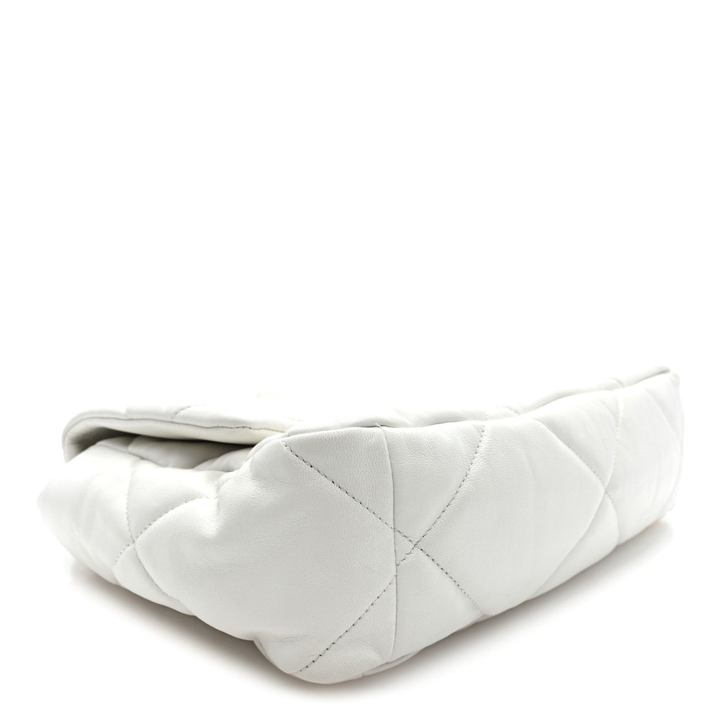 Goatskin Quilted Large Chanel 19 Flap White