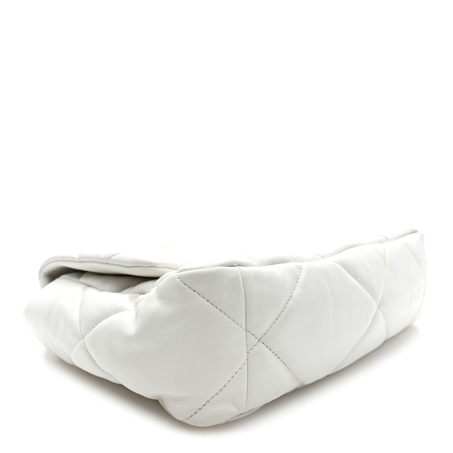Goatskin Quilted Large Chanel 19 Flap White