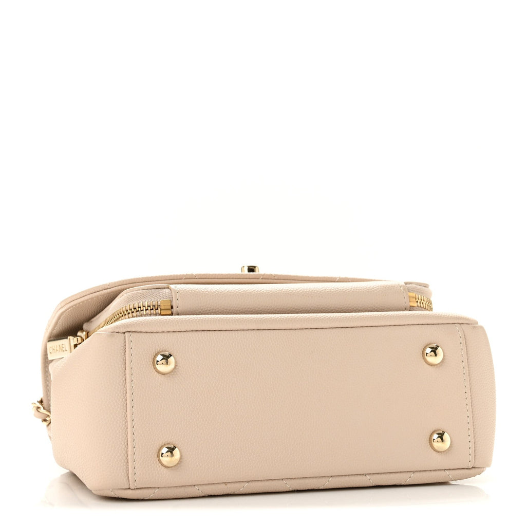 Caviar Quilted Small Business Affinity Flap Beige