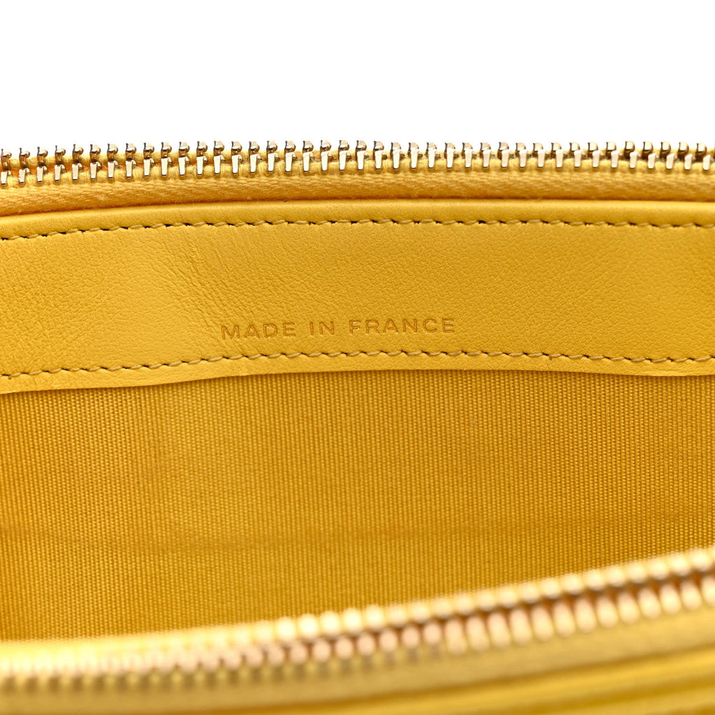 Caviar Quilted Small Boy Clutch With Chain Yellow