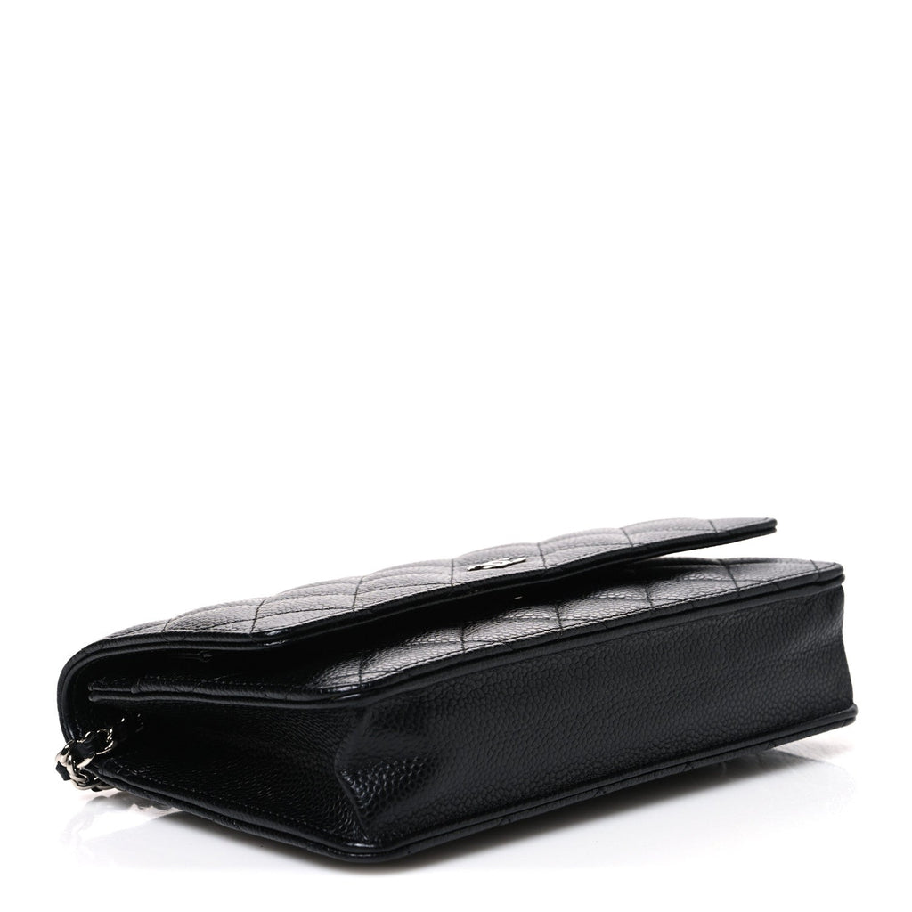 Caviar Quilted Wallet on Chain WOC Black